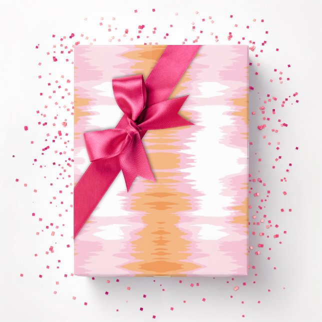 Papier Cadeau Shimmer Ikat en rose et orange (Créateur téléchargé)