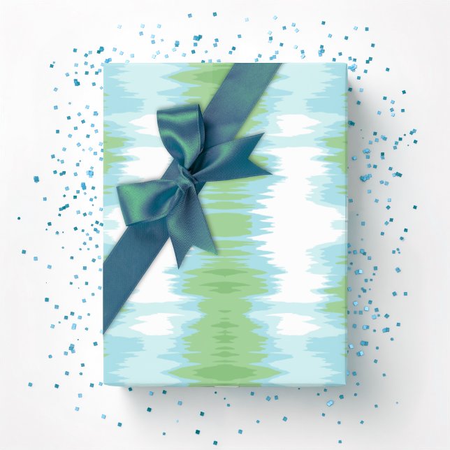 Papier Cadeau Shimmer Ikat in Green and Aqua (Créateur téléchargé)
