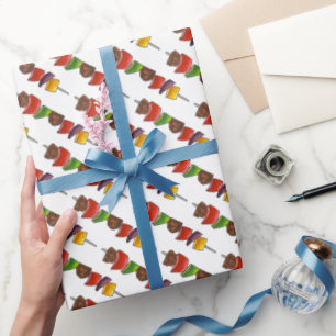 Papier Cadeau Shish Kebab Veggie Aiguille Grillant Cuisine Cuisi