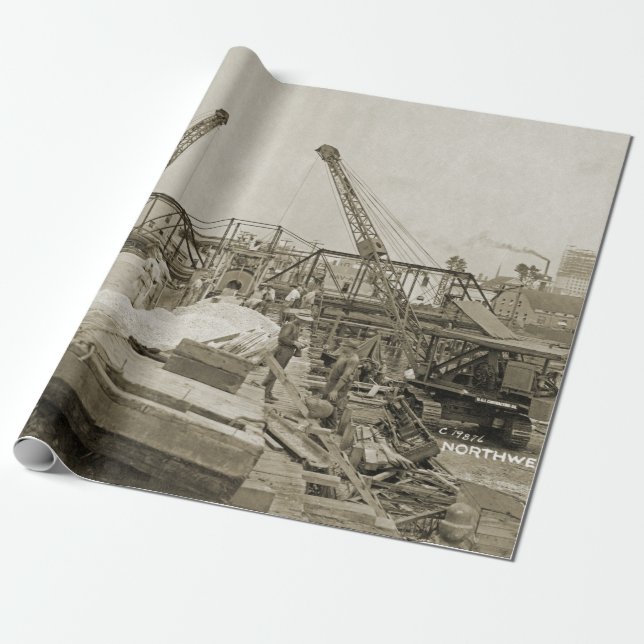 Papier Cadeau SHOVEL DE L'OPÉRATEUR DE CRANE DU Génie du Nord-Ou (Déroulé)