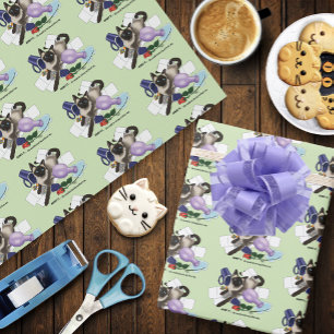 Papier Cadeau Siamese Cat Mischief drôle