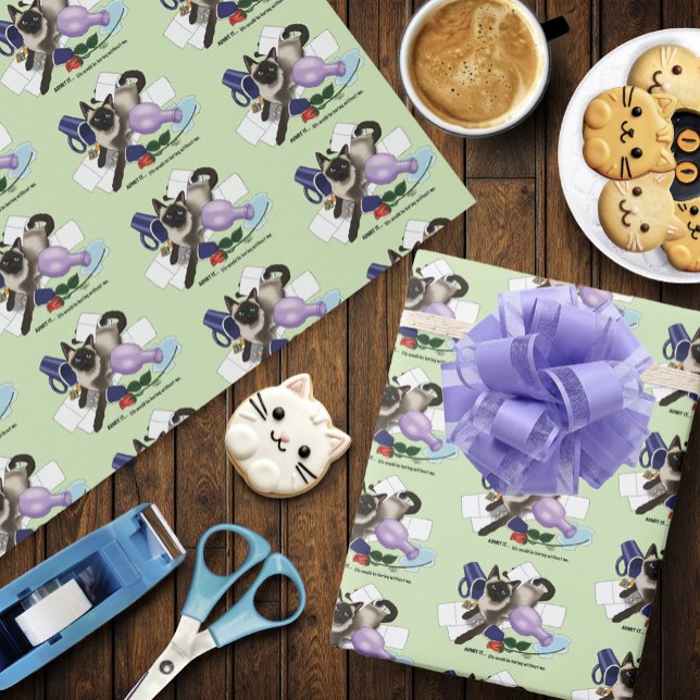 Papier Cadeau Siamese Cat Mischief drôle (Créateur téléchargé)