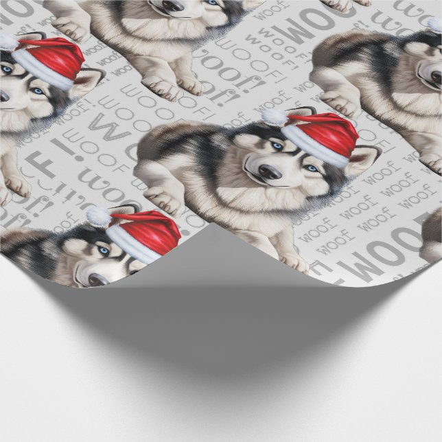 Papier Cadeau Sibérie Husky Père Noël Noël pour les Amoureux de  (Coin)