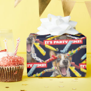 Papier Cadeau Sifflets de fête pour chien heureux
