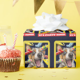 Papier Cadeau Sifflets de fête pour chien heureux