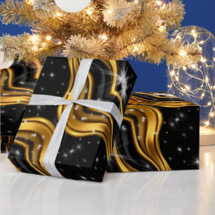 Papier Cadeau Signature Achempong : Motif Or Liquide Premium W