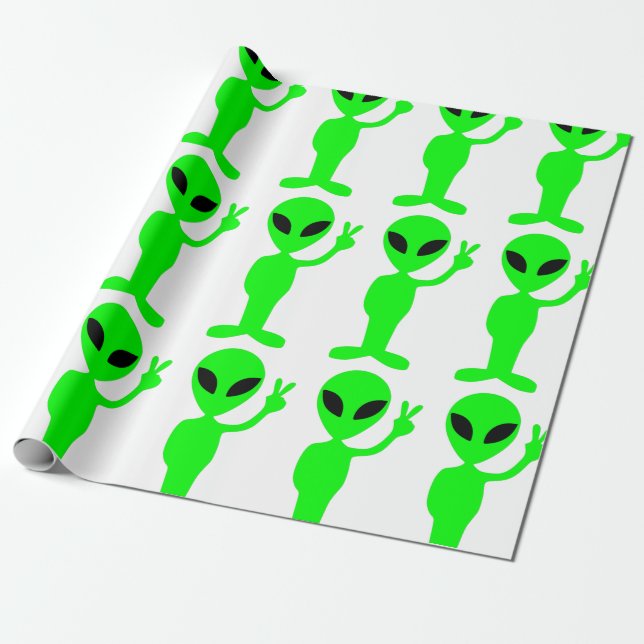 Papier Cadeau signe de paix alien mignon (Déroulé)