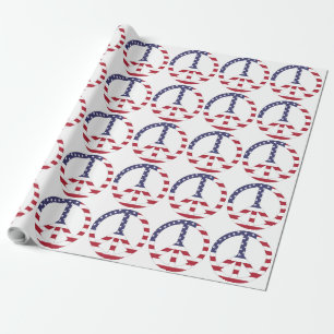 PAPIER CADEAU SIGNE DE PAIX DU DRAPEAU AMÉRICAIN