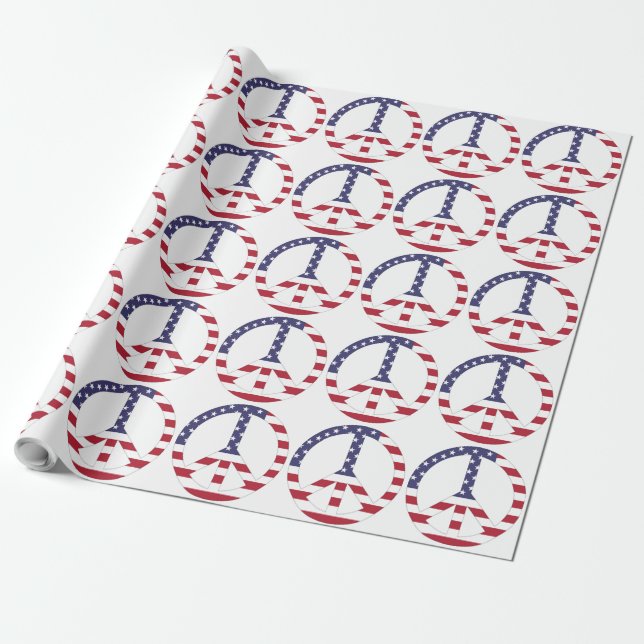 PAPIER CADEAU SIGNE DE PAIX DU DRAPEAU AMÉRICAIN (Déroulé)