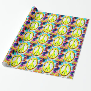 Papier Cadeau Signe de PAIX Jaune Coloré Heureux et Amusant