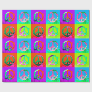 Papier Cadeau Signe de paix tie and dye groovy graffiti peinture