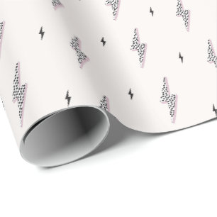 Papier Cadeau Signe de puissance de boulon moderne cool blanc ne
