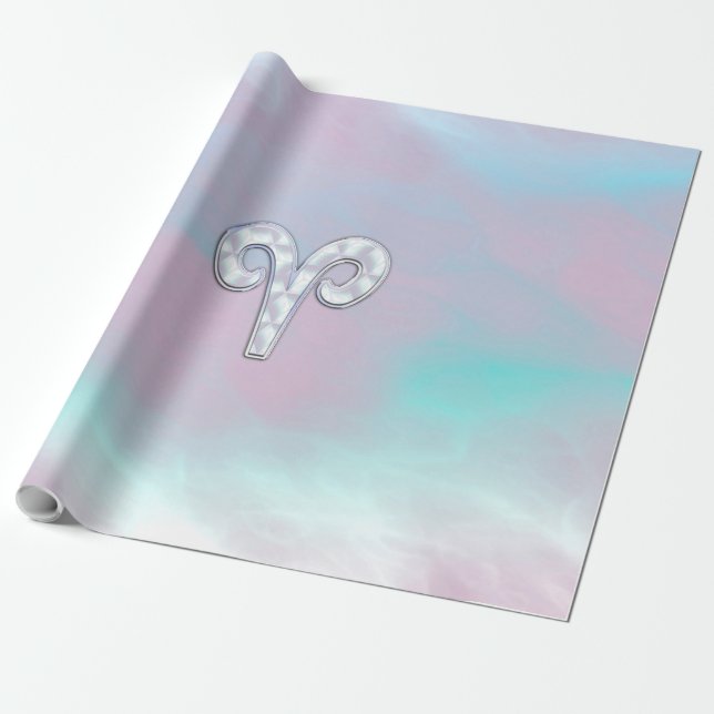 Papier Cadeau Signe du zodiaque Bélier de style mère de perle (Déroulé)