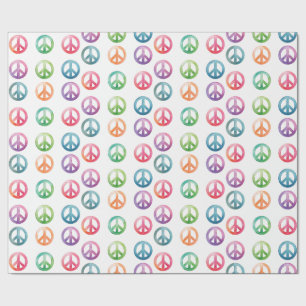 Papier Cadeau Signes de paix groovy style aquarelle hippie amour