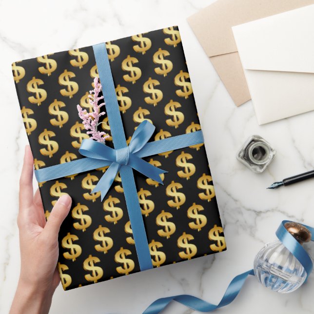 Papier Cadeau Signes en dollars or brillants (Cadeaux)