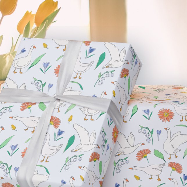 Papier Cadeau Silencieux Goose Party Blue (Silly Goose Gift Wrap)