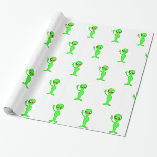 Papier Cadeau Silhouette alien verte