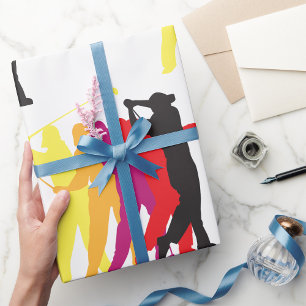 Papier Cadeau Silhouette colorée du swing d'un golfeur, contour