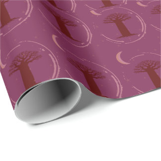 Papier cadeau silhouette d'arbre Baobab Marron