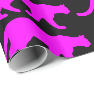 Papier Cadeau Silhouette de couguar magenta