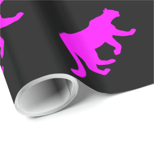 Papier Cadeau Silhouette de couguar Magenta Puma Lion de montagn