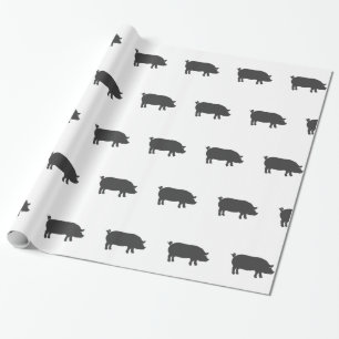 Papier Cadeau Silhouette de la ferme de porcs - Choisissez la co