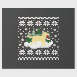 Papier Cadeau Silhouette de Labrador jaune de Noël Chapeau de Pè