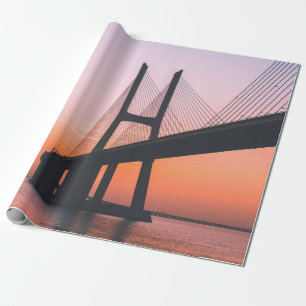 PAPIER CADEAU SILHOUETTE DE PONT SOUS UN CIEL CLAIR