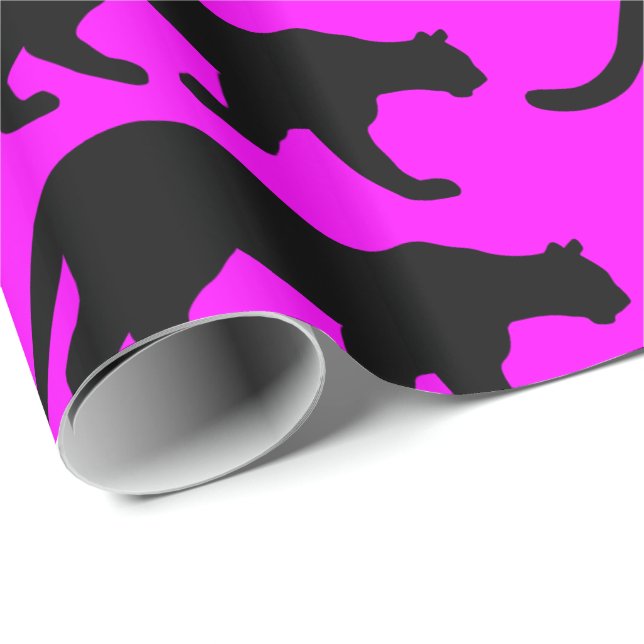 Papier Cadeau Silhouette de Puma Lion de Montagne (Coin rond)