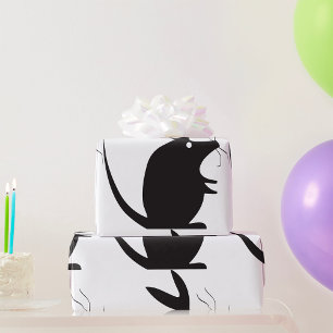 Papier Cadeau Silhouette de Souris Animal Minimaliste