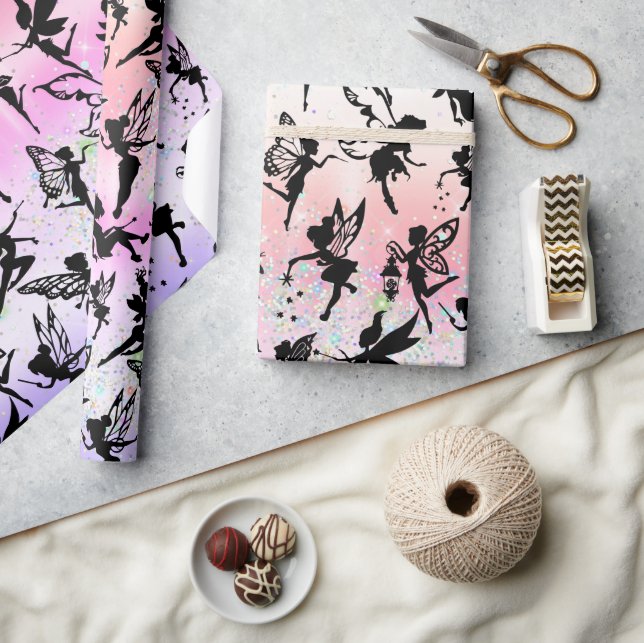 Papier Cadeau Silhouette Fée Motif Sparkly Rainbow Girl (Artisanat)