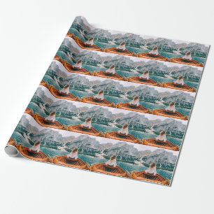 Papier Cadeau Silhouette Femme Lac Alpin Nature