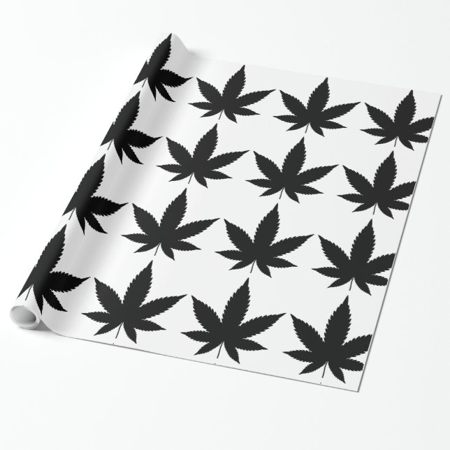 Papier Cadeau Silhouette feuille de mauvaises herbes (Déroulé)