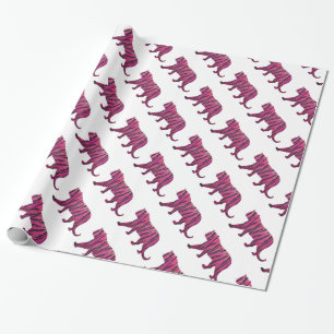 Papier Cadeau Silhouette rose chaud et tigre noir