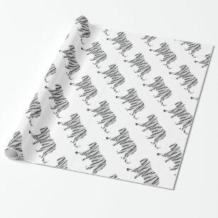 Papier Cadeau Silhouette Tiger noir et blanc
