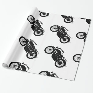 Papier Cadeau Silhouette vintage de moto dans le noir riche