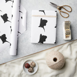 Papier Cadeau Silhouette Vintage Femme au Chapeau