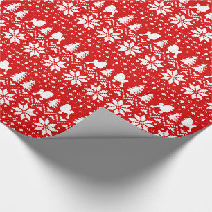 Papier Cadeau Silhouettes de Caniche Jouet Motif de Noël