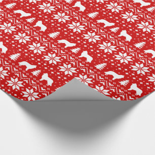 Papier Cadeau Silhouettes de chien de Beauceron Motif de Noël ro