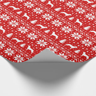 Papier Cadeau Silhouettes de chien de Beauceron Motif de Noël ro