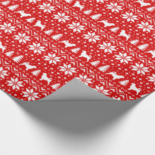 Papier Cadeau Silhouettes de chien d'eau portugais rouge de Noë