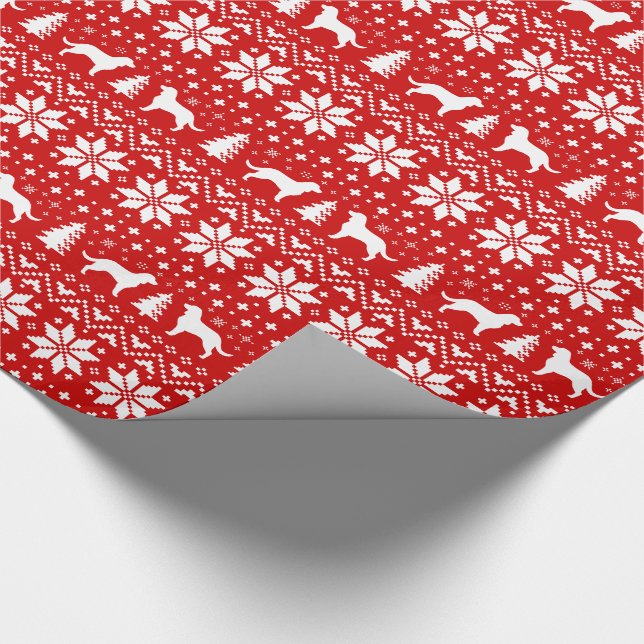 Papier Cadeau Silhouettes de Chien Espagnol d'Eau Américain Noël (Coin)