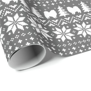 Papier Cadeau Silhouettes de chien esquimau américain Noël Eskie
