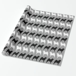 Papier Cadeau Silhouettes de Norvégien Elkhound Motif