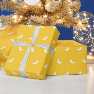 Papier Cadeau Silhouettes de petites bananes blanches sur fond j