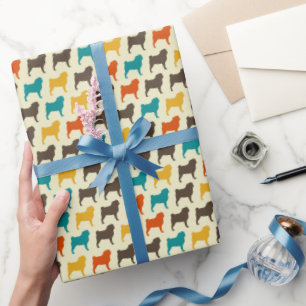 Papier Cadeau Silhouettes de Pug Motif de race de chien Couleu