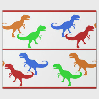 Papier Cadeau Silhouettes de T-Rex de Dinosaure Jurassique