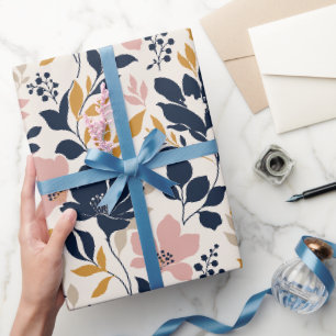 Papier Cadeau Silhouettes Florales Contemporaines Audacieuses