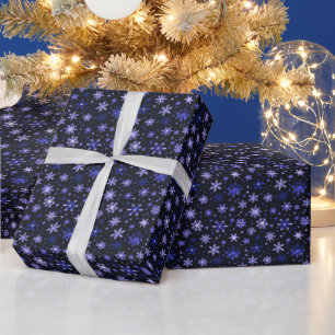 Papier Cadeau Silver blanc Flèche de neige bleu Noir Noël