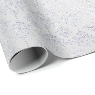 Papier Cadeau Silver Grey Damask Métallo brillant Monochromatiqu
